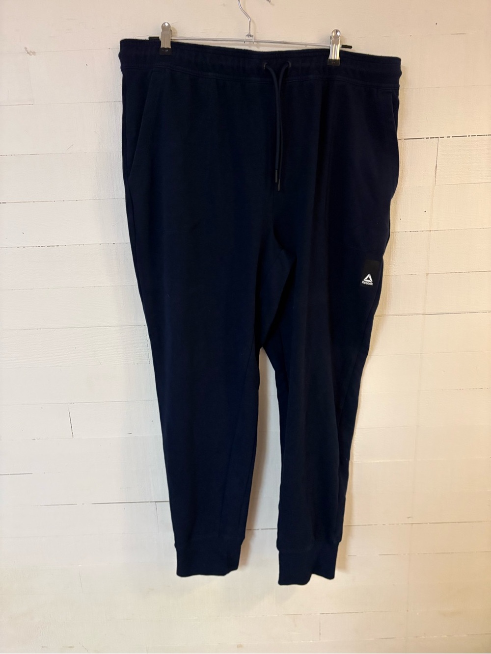 Reebok Men's XL Dark Blue Fleece Jogger Sweatpants Drawstring Athletic